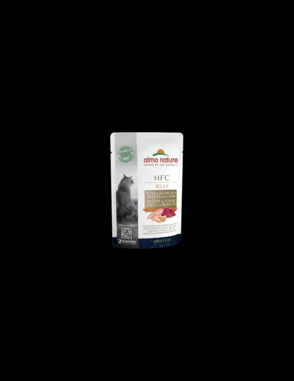 almo cat hfc jelly busta 55gr tonno pollo e prosciutto 5044