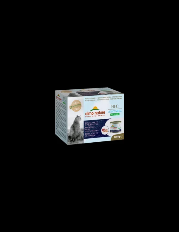 almo cat hfc light meal natural megapack lattina 4x50gr tonno,pollo,prosciutto 552mega