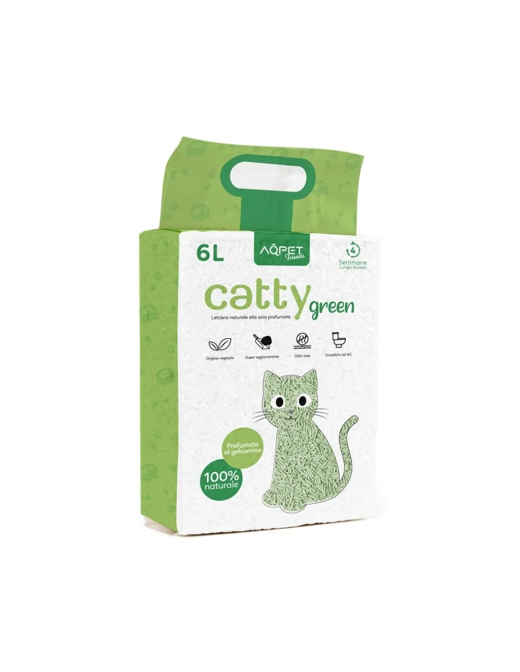 aqpet_friends_lettiera_ca_0-1.webp AQPET FRIENDS LETTIERA CATTY GREEN VEGETALE A BASE DI SOIA NATURALE PROF. GELSOMINO 6L 2,5KG 2110