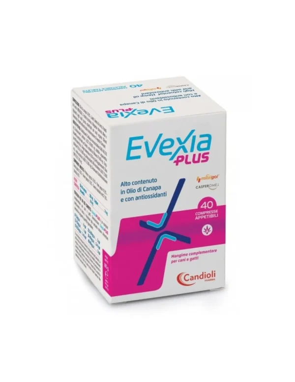 candioli evexia plus 40 compresse con olio di canapa e antiossidanti per cani e gatti