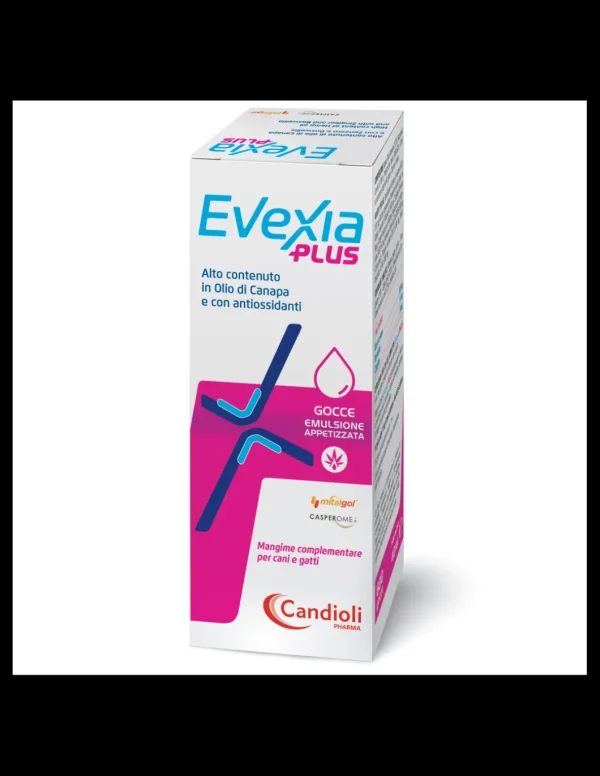 candioli evexia plus gocce 40ml con olio di canapa e antiossidanti per cani e gatti