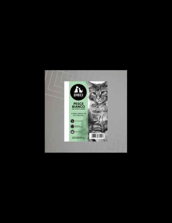 dieci cat connoisseur 1,5kg adult sterilised pesce bianco con caviale di aringa