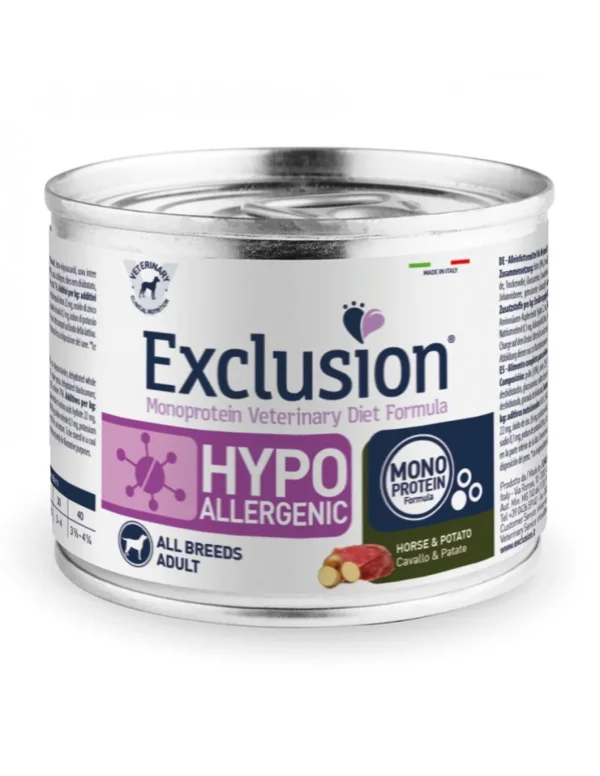 exclusion diet dog 200gr adult all breed hypoallergenic horse&potato hm20