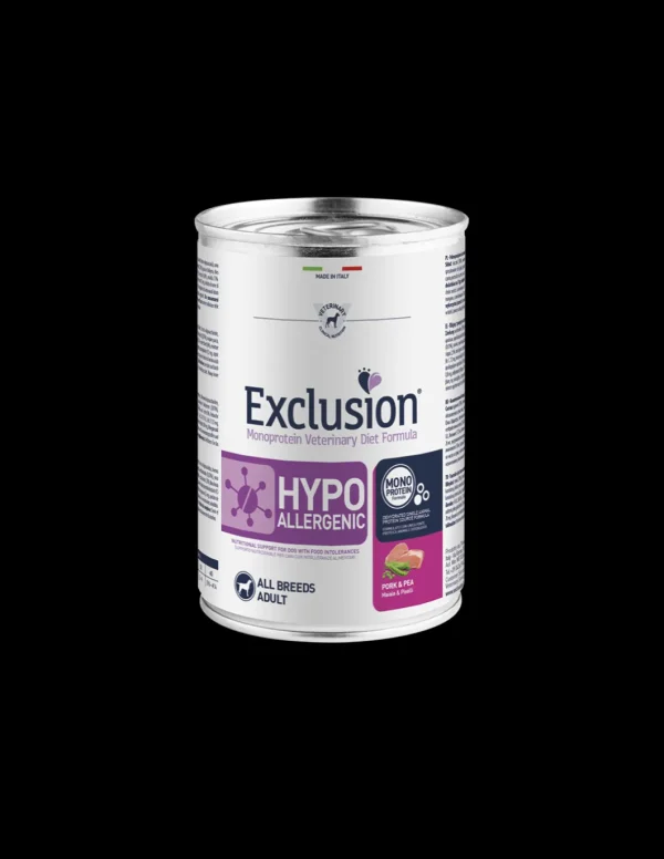 exclusion diet dog 400gr adult all breeds hypoallergenic pork and pea pm37