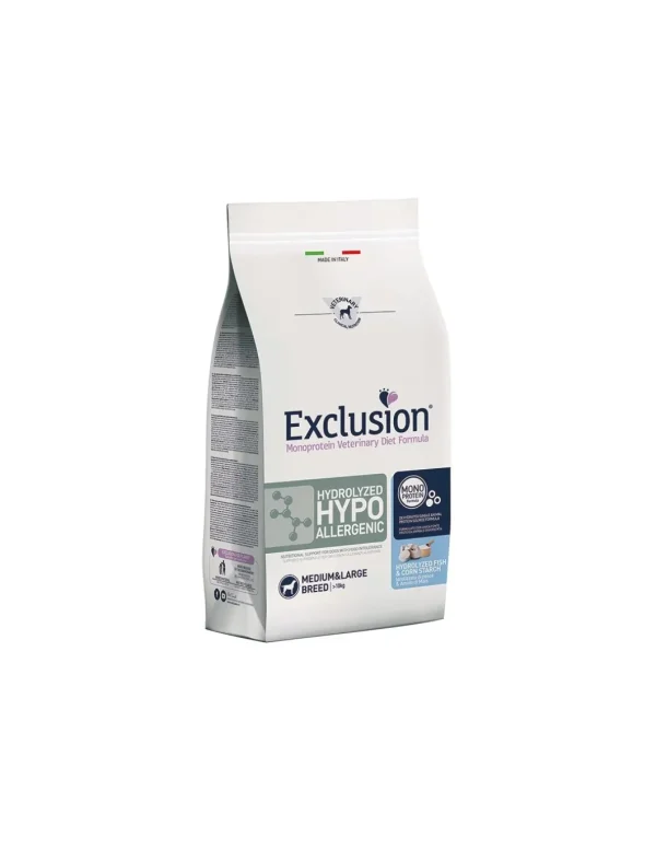 exclusion diet dog 12kg adult medium/large breed hydrolyzed hypoallergenic fish & corn starch hhfm02
