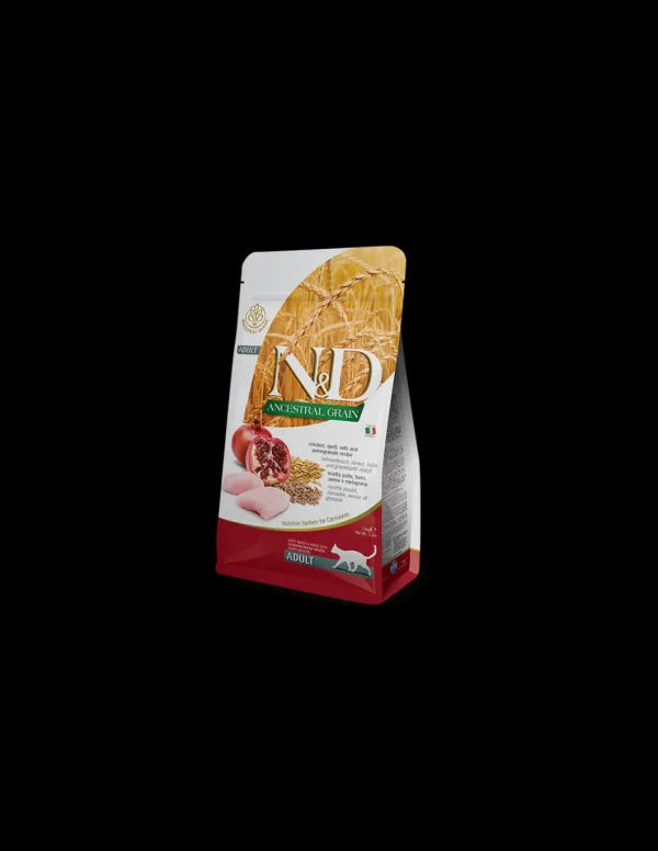farmina cat 1,5kg n&d ancestral grain adult pollo e melograno low grain