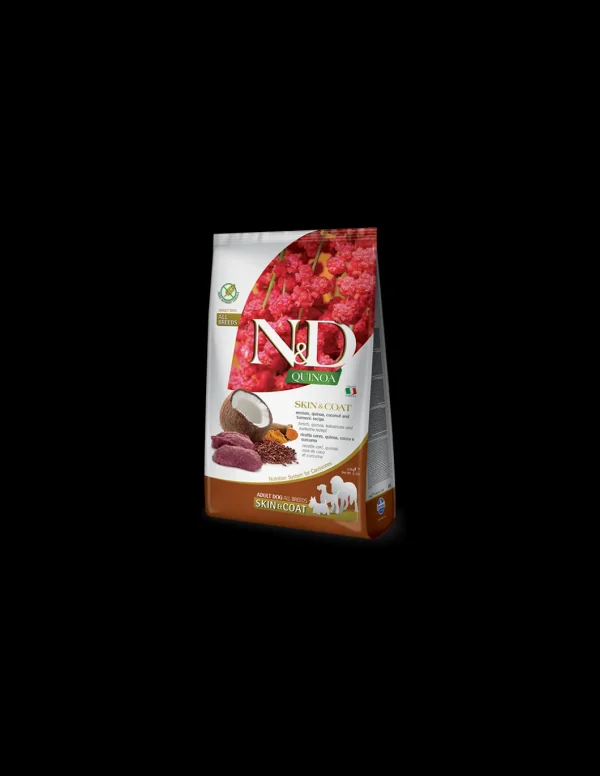 farmina dog 800gr n&d adult mini skin&coat venison quinoa coconut turmeric recipe grain free