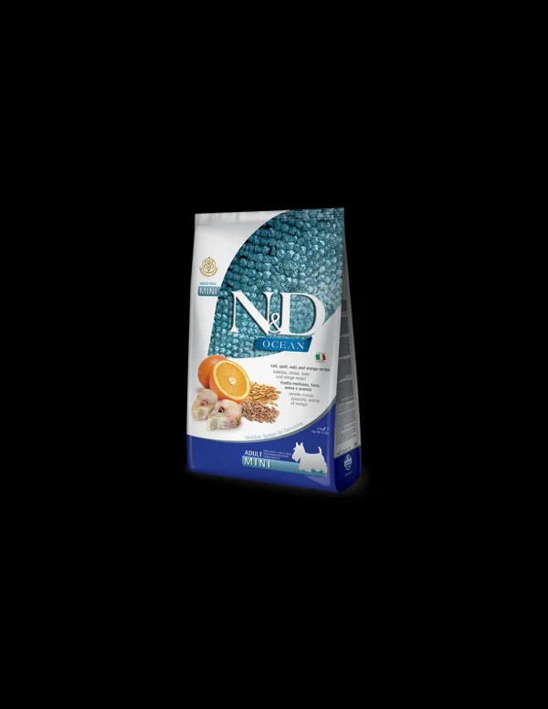 farmina dog 800gr n&d ocean adult mini merlzuzzo, farro, avena e arancia