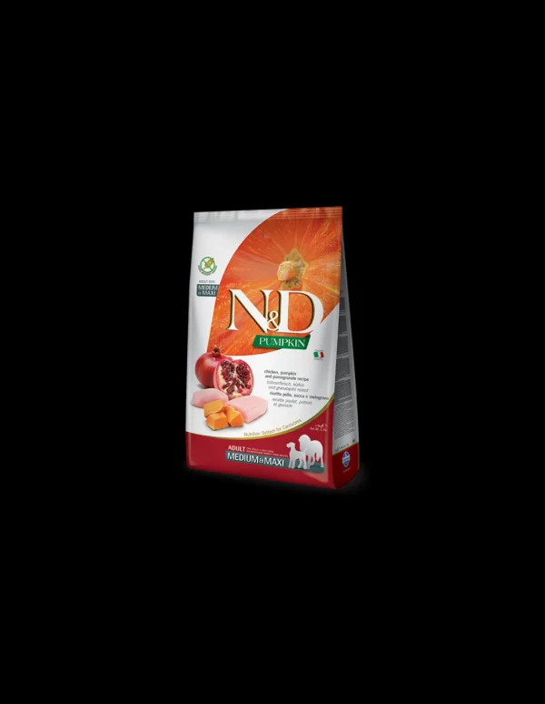 farmina dog 12kg n&d adult medium maxi chicken pomegranate pumpkin grain free
