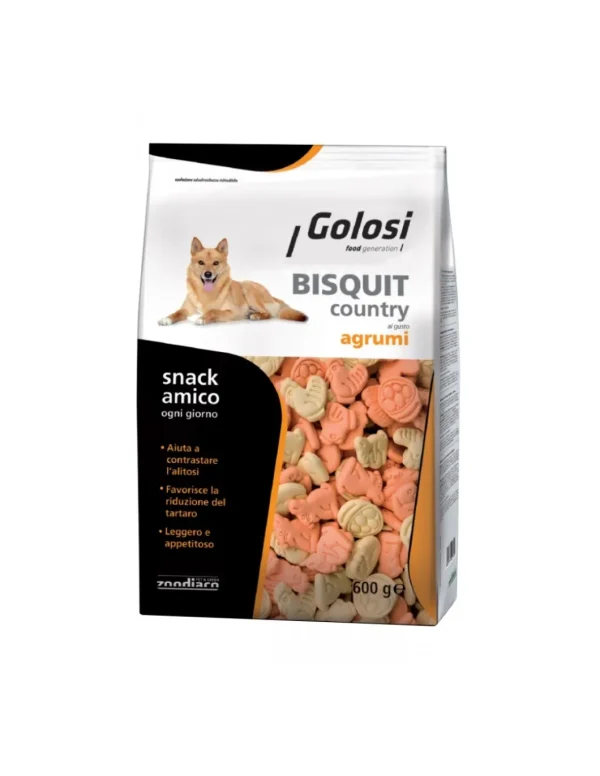 golosi dog bisquit country 600gr agrumi zgc.11335