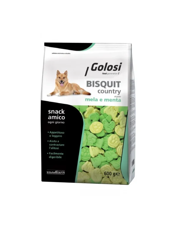 golosi dog bisquit country 600gr mela e menta zgc.11328