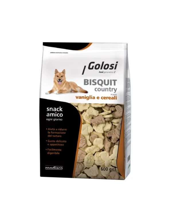 golosi dog bisquit country 600gr vaniglia e cereali zgc.11311