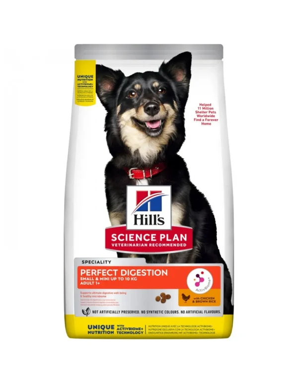hills dog 1,5kg ad small&mini perfect digestion con pollo e riso integrale e con active biome 605962