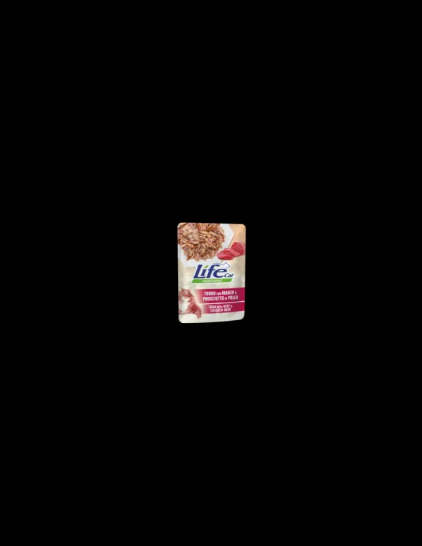 lifecat nat 70gr busta tonno, manzo e prosciutto 10124 off zg