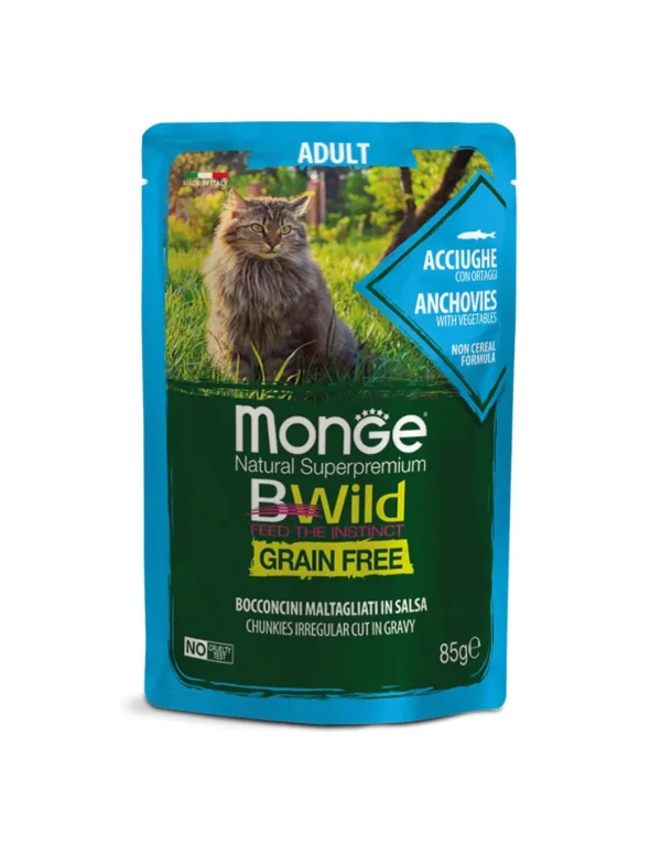 monge cat 100gr bwild adult acciughe/ortaggi