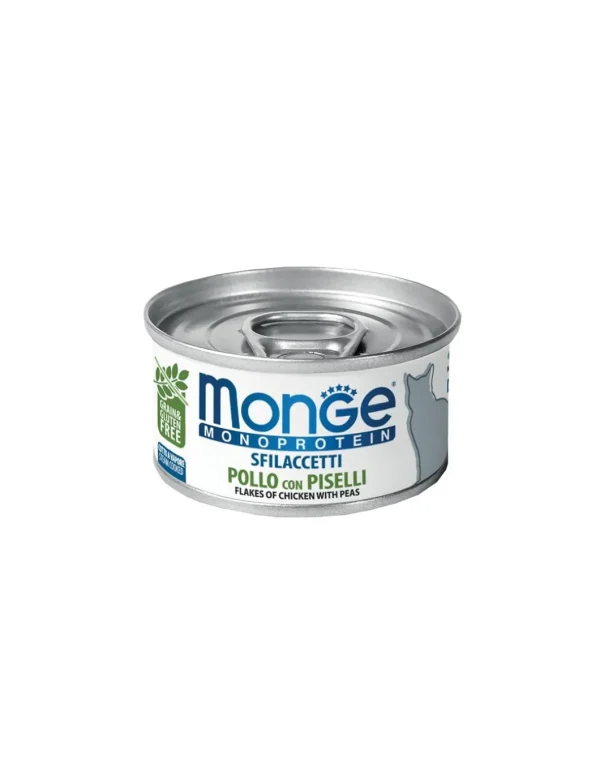 monge cat 80gr monoprotein sfilaccetti pollo con piselli