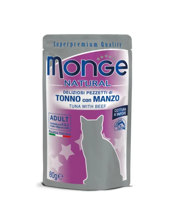monge cat nat busta 80gr adult tonno manzo
