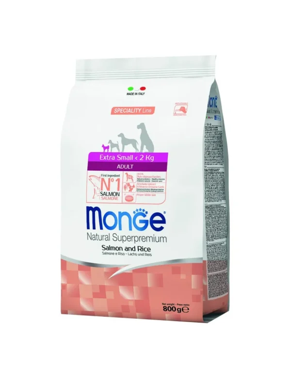 monge dog 800gr adult extra small speciality line monoprotein salmone e riso