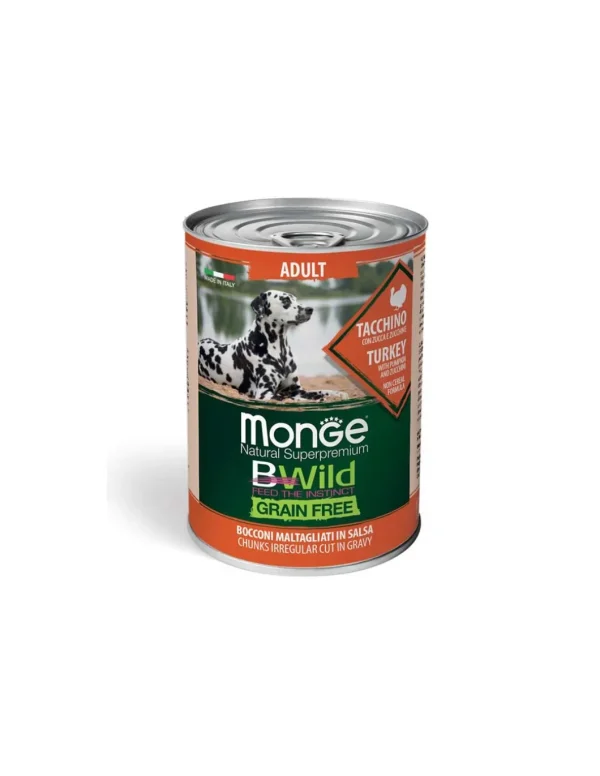 monge dog 400gr bwild adult tacchino zucca zucchine