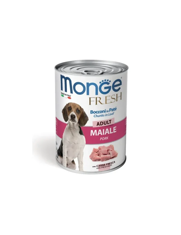 monge dog 400gr fresh bocconi in pate maiale