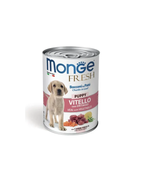 monge dog 400gr fresh bocconi in pate puppy vitello ortaggi