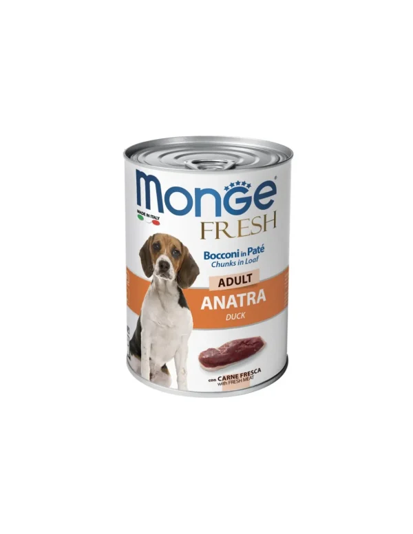monge dog 400gr fresh bocconi in pate anatra
