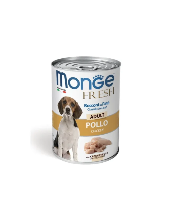 monge dog 400gr fresh bocconi in pate pollo