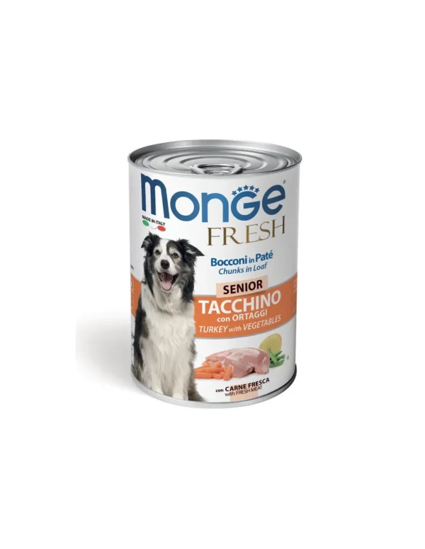 monge dog 400gr fresh bocconi in pate senior tacchino ortaggi