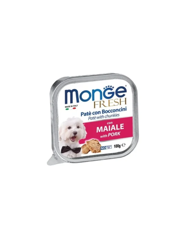 monge dog 100gr fresh pate' vaschetta bocconcini maiale