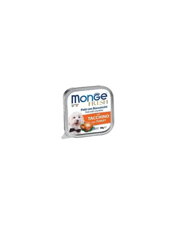 monge dog 100gr fresh pate' vaschetta bocconcini tacchino