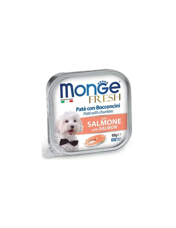 monge dog 100gr fresh pate' vaschetta bocconcini salmone