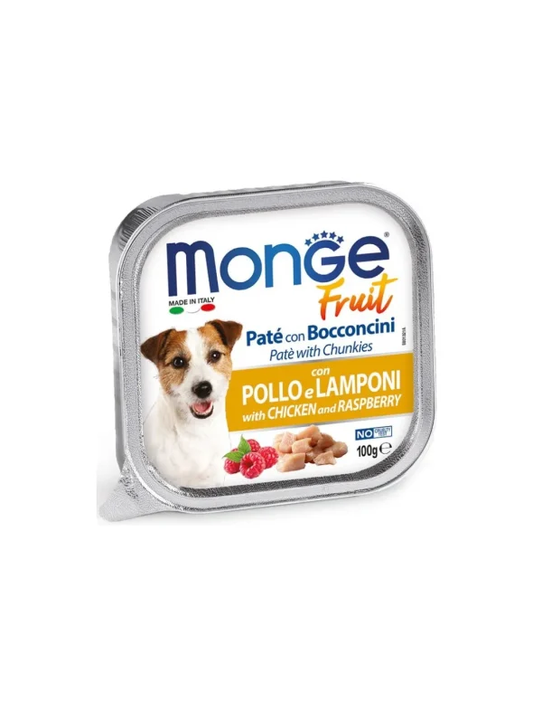 monge dog 100gr fruit pate' bocconcini pollo & lamponi