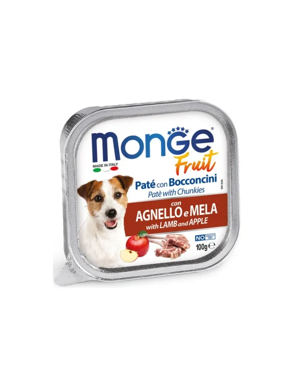 monge dog 100gr fruit pate' bocconcini agnello & mela