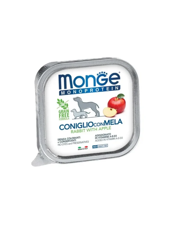 monge dog 150gr frutta monoprotein coniglio con mela