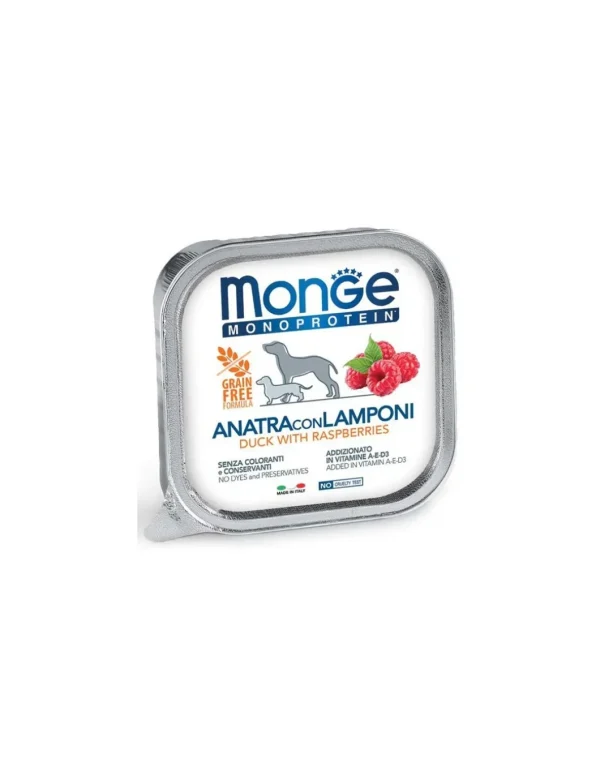 monge dog 150gr frutta monoprotein anatra lamponi