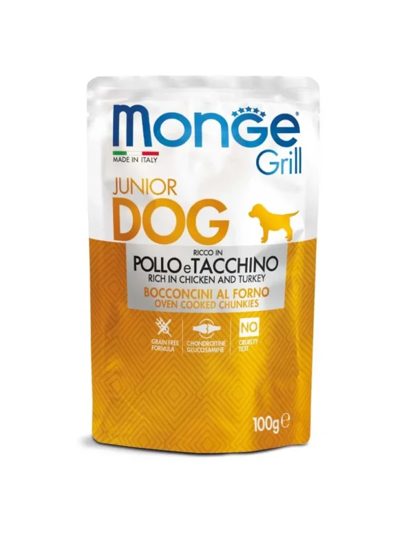 monge dog 100gr puppy junior busta grill pollo e tacchino