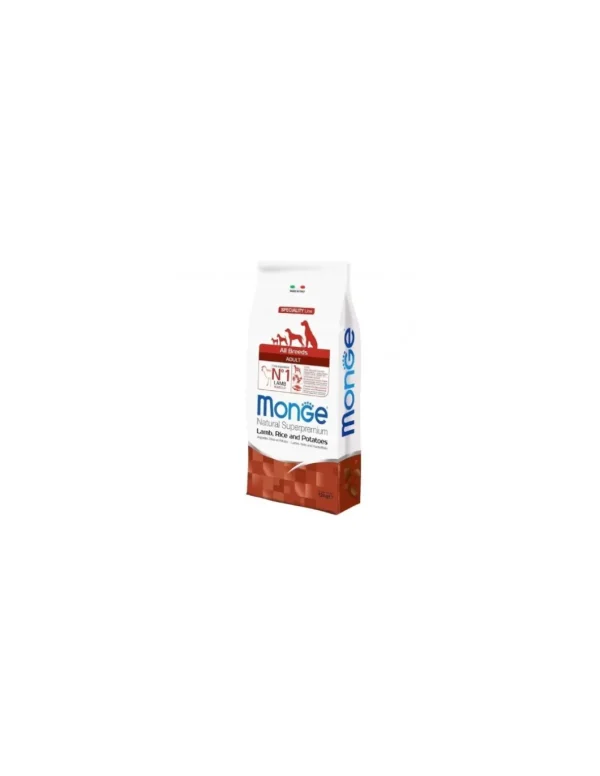 monge dog 12kg adult all breeds speciality line monoprotein agnello riso patate