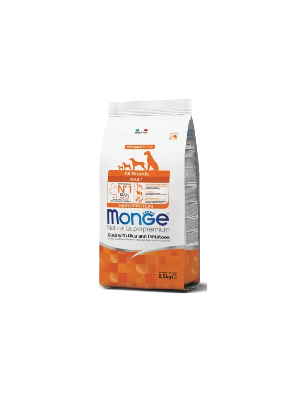 monge dog 2,5kg adult all breeds speciality line monoprotein anatra riso e patate