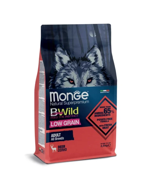monge dog 2,5kg adult bwild low grain all breeds cervo