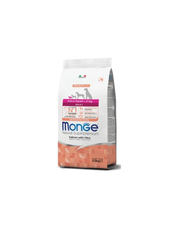 monge dog 2,5kg adult extra small speciality line monoprotein salmone e riso