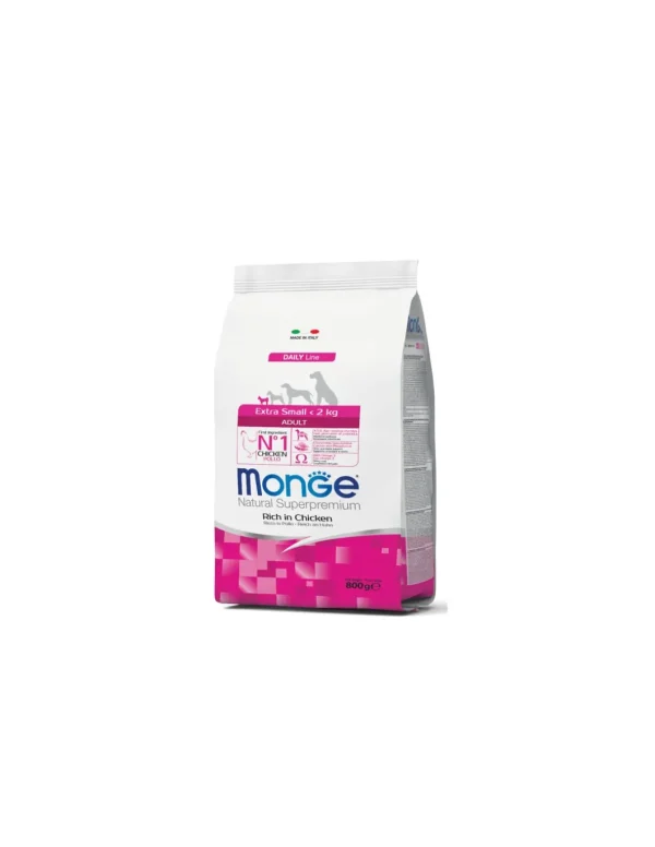 monge dog 3kg adult extra small daily line pollo