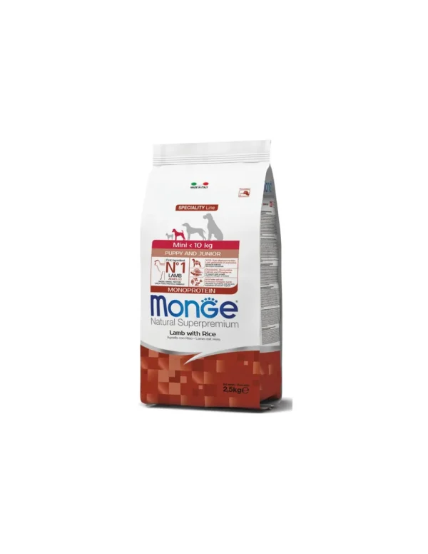 monge dog 2,5kg puppy&junior mini speciality line monoprotein agnello e riso