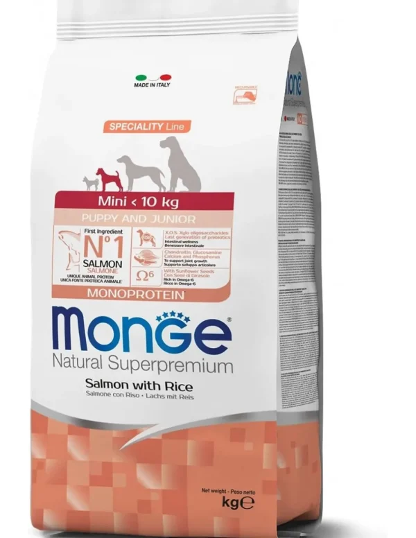monge dog 7,5kg puppy&junior mini speciality line monoprotein salmone e riso