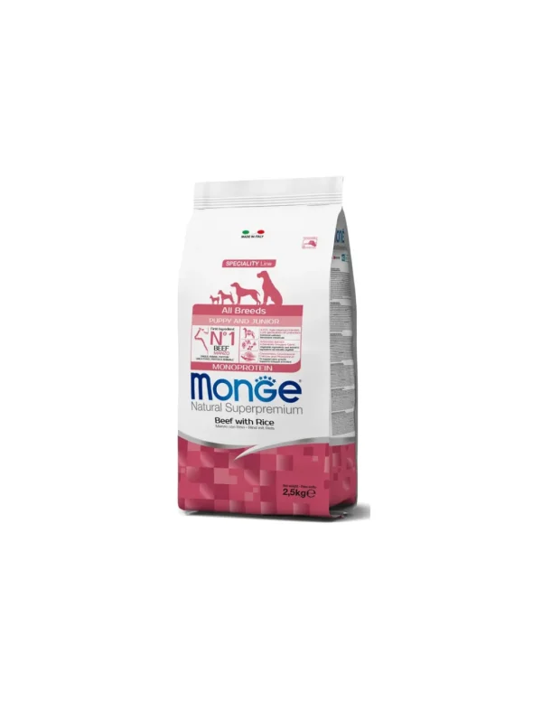 monge dog 2,5kg puppy&junior all breeds speciality line monoprotein manzo e riso