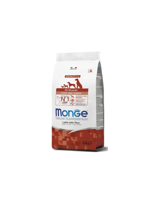 monge dog 2,5kg puppy&junior all breeds speciality line monoprotein agnello e riso