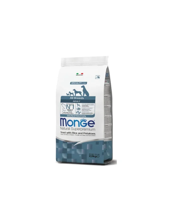 monge dog 2,5kg puppy&junior all breeds speciality line monoprotein trota riso e patate