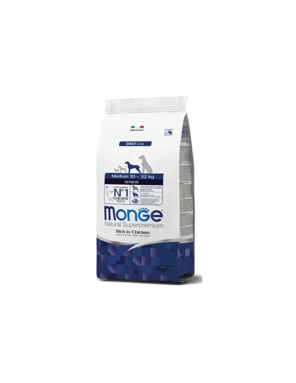 monge dog 3kg senior medium daily line pollo