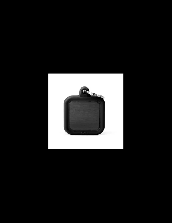 MY FAMILY MEDAGLIA QUADRATO ALLUMINIO NERO CON GOMMA HUSHTAG HTA03BLACK