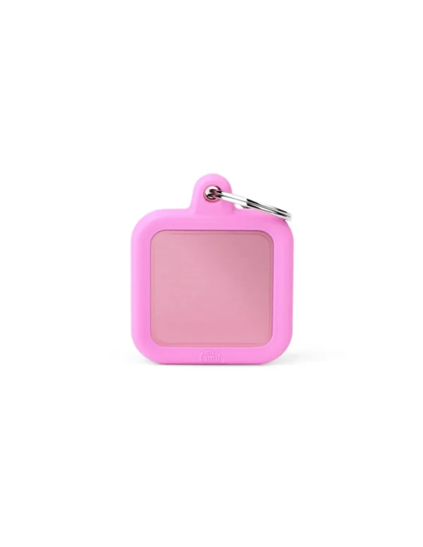 MY FAMILY MEDAGLIA QUADRATO ALLUMINIO ROSA CON GOMMA HUSHTAG HTA03PINK