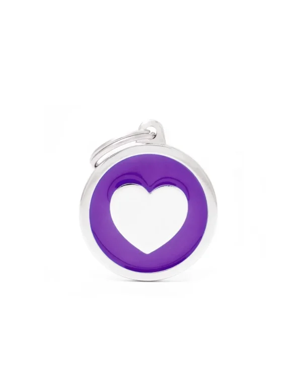 MY FAMILY MEDAGLIA TONDA C/CUORE VIOLA CH17PURPLEHEART